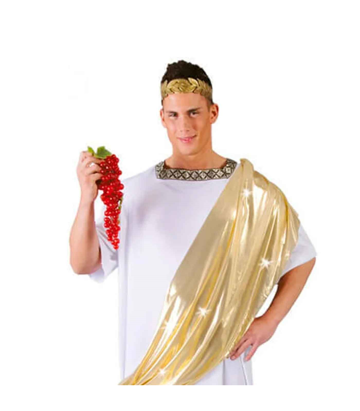 Disfraz de César con toga de color blanco y dorado para jóvenes y