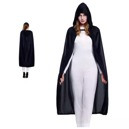 Capa Negra de Terciopelo con Capucha – Disfraz Vampiro Adulto