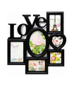 Acan - Marco para fotos de pared múltiple 6 fotos, decoración del hogar. Multimarco portafotos de pvc (Love, negro)