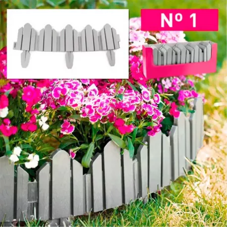 Tradineur - Valla de plástico decorativa de jardín - Borde para cespéd, plantas, flores, decoración de exterior - N.º 1 - 25 x 6