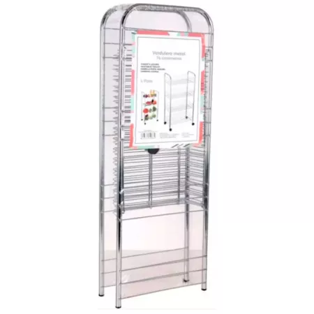 Tradineur - Carrito verdulero de cocina metálico con ruedas, 4 niveles, estantería para almacenamiento de frutas, verduras, gris Tradineur - Carrito verdulero de cocina metálico con ruedas, 4 niveles, estantería para almacenamiento de frutas, verduras, gris