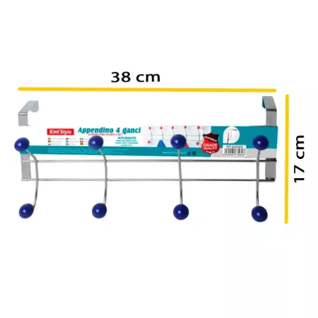 Perchero para puerta, 4 ganchos, hierro y resina, colgador de ropa metálico para baño, dormitorio, cocina, gabinete, cajón, 17 x