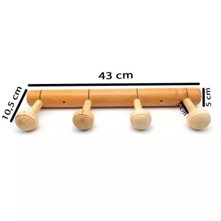 Perchero de Madera Clásico 4 Pomos para Pared 5x43x10,5 cm Perchero de Madera Clásico 4 Pomos para Pared 5x43x10,5 cm