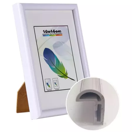 Portafotos PVC Blanco 10x15 cm con Soporte para Oficina y Hogar Portafotos PVC Blanco 10x15 cm con Soporte para Oficina y Hogar