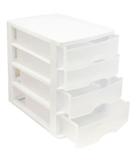Tradineur - Cajonera de plástico, 3 cajones transparentes, sobremesa, torre  de almacenaje multiusos, escritorio, armario, baño