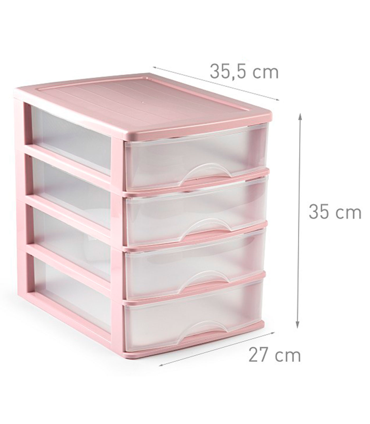 Tradineur - Cajonera sobremesa de plástico, 4 cajones, torre de almacenaje  multiusos, escritorio, armario, baño, oficina (Rosa