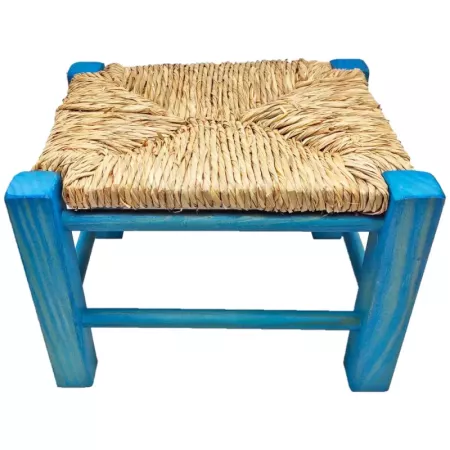 Taburete Infantil de Madera con Asiento de Rafia Cómodo Taburete Infantil de Madera con Asiento de Rafia Cómodo