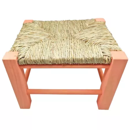Taburete Infantil de Madera con Asiento de Rafia Cómodo Taburete Infantil de Madera con Asiento de Rafia Cómodo