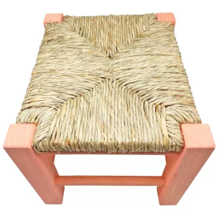 Taburete Infantil de Madera con Asiento de Rafia Cómodo Taburete Infantil de Madera con Asiento de Rafia Cómodo