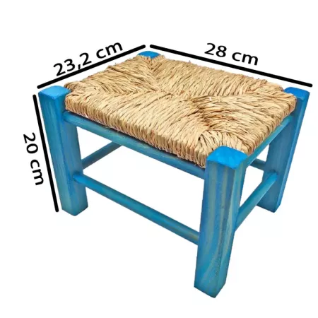 Taburete Infantil de Madera con Asiento de Rafia Cómodo Taburete Infantil de Madera con Asiento de Rafia Cómodo