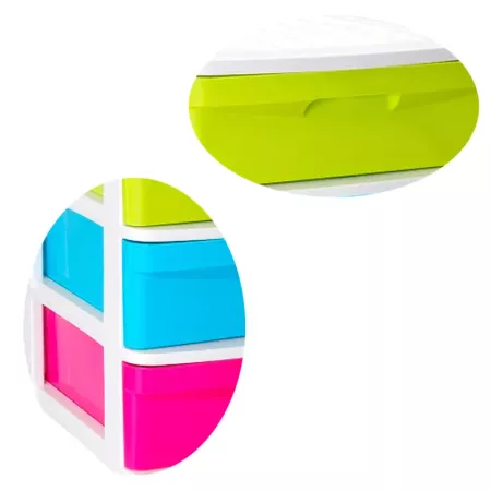 Tradineur - Cajonera de ordenación Sena con 3 cajones multicolor, torre de almacenaje multiusos para guardar juguetes, hogar (Bl
