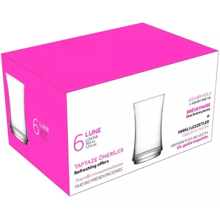 Tradineur - Set de 6 vasos de cristal, modelo Lune, base gruesa, servir cócteles, refrescos, resistentes, aptos para lavavajilla