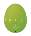 Temporizador analógico de cocina de silicona, máximo 59 minutos, verde, 7 x 5,5 cm, diseño con forma de huevo, cronómetro mecánico, alarma giratoria de cuenta atrás