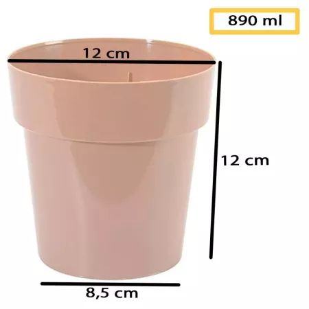 Maceta Plástica Redonda 12x12 cm con Aro Ancho 890 ml