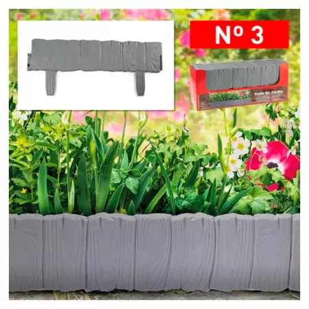 Tradineur - Valla de plástico decorativa de jardín - Borde para cespéd, plantas, flores, decoración de exterior - N.º 3 - 24,5 x
