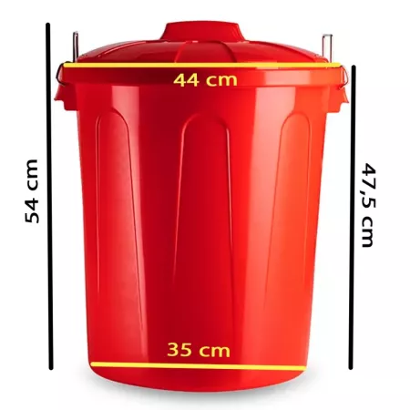 Tradineur - Cubo de basura con asas metálicas, plástico, contenedor de residuos, papelera con tapa, reciclaje, industrial, fabri