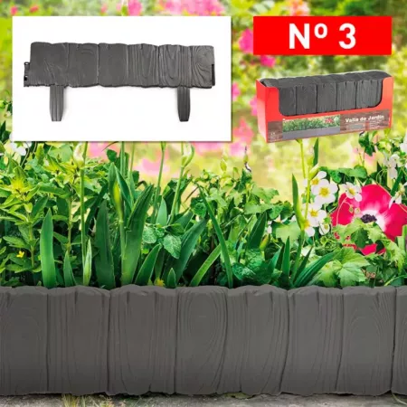 Tradineur - Valla de plástico decorativa de jardín - Borde para cespéd, plantas, flores, decoración de exterior - N.º 3 - 24,5 x