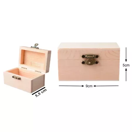 Caja de Madera Natural 5x9x5,5 cm con Cierre Metálico Caja de Madera Natural 5x9x5,5 cm con Cierre Metálico