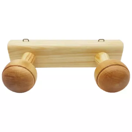 Tradineur - Perchero de madera con 2 pomos y ganchos para pared, soporte para abrigos, sombreros, estilo tradicional, pasillo, d