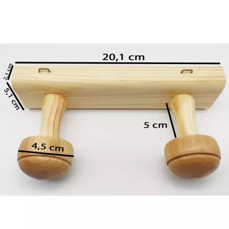 Tradineur - Perchero de madera con 2 pomos y ganchos para pared, soporte para abrigos, sombreros, estilo tradicional, pasillo, d