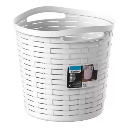 Tradineur - Cesta redonda con asas - Fabricado en plástico - Especial para baños de hogar o trabajo - 30 Litros - Ø 38,5 cm - Co