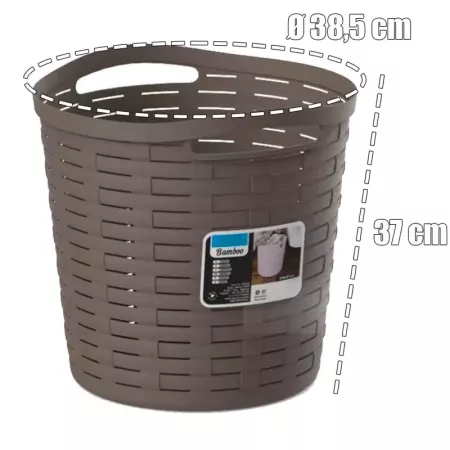 Tradineur - Cesta redonda con asas - Fabricado en plástico - Especial para baños de hogar o trabajo - 30 Litros - Ø 38,5 cm - Co