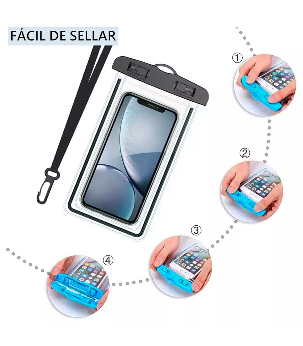 Tradineur - Bolsa estanca universal para móvil, funda impermeable con correa  para smartphone de hasta 6,7 pulgadas, guardar dine