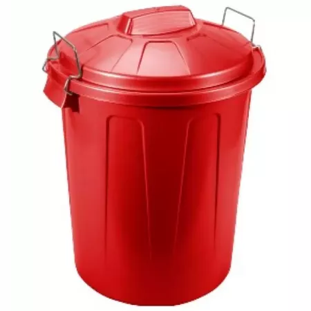 Tradineur - Cubo de basura con asas metálicas y tapa, plástico resistente, contenedor de residuos, papelera, reciclaje, industri