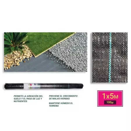 Malla Antihierbas 1x5m Resistente UV para Jardín y Huerto
