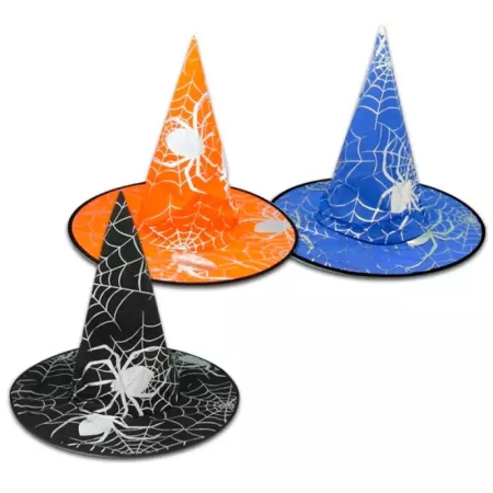 Tradineur - Gorro de bruja - Diseño de araña - Sombrero de maga, hechicera, disfraz carnaval, Halloween, fiestas - Diámetro 39 c