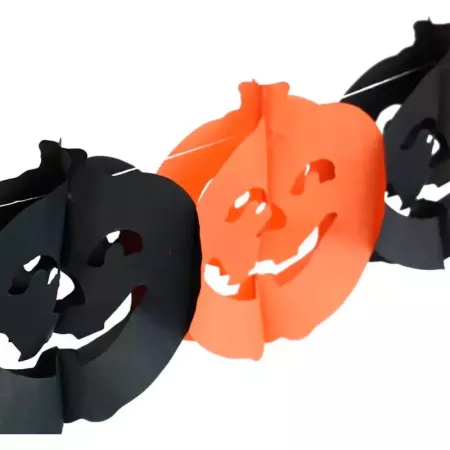 Tradineur - Guirnalda de calabaza de Halloween - Diseño clásico - Decoración y complementación para Halloween - Color naranja -