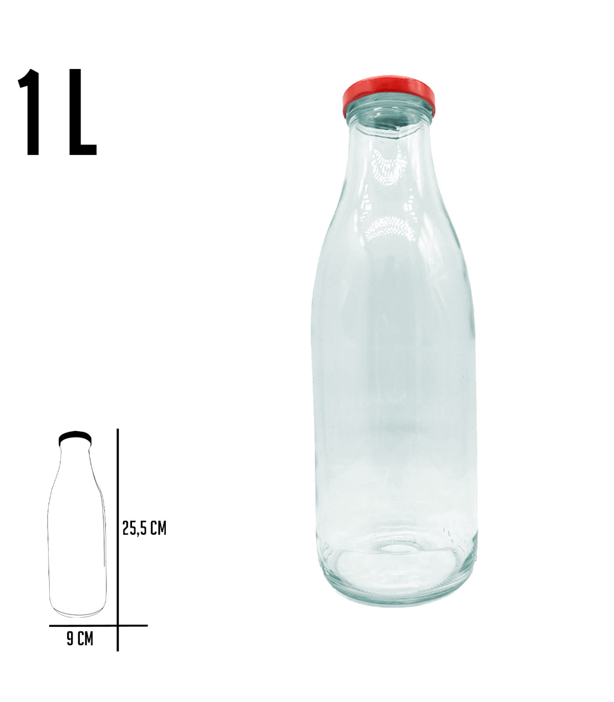 Botella de vidrio reciclado 1.L