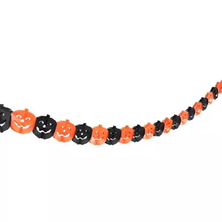 Tradineur - Guirnalda de calabaza de Halloween - Diseño clásico - Decoración y complementación para Halloween - Color naranja -