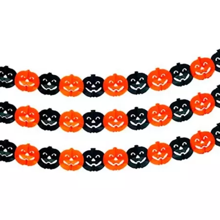 Tradineur - Guirnalda de calabaza de Halloween - Diseño clásico - Decoración y complementación para Halloween - Color naranja -