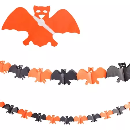 Tradineur - Guirnalda de murciélago de Halloween - Diseño clásico - Decoración y complementación para Halloween - Color Naranja/