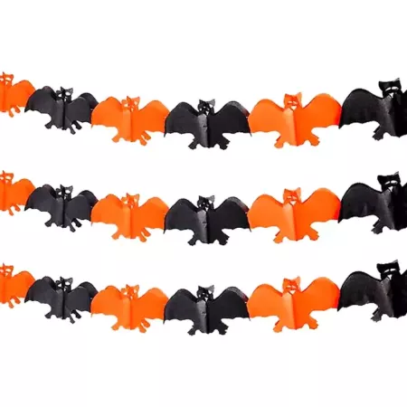 Tradineur - Guirnalda de murciélago de Halloween - Diseño clásico - Decoración y complementación para Halloween - Color Naranja/