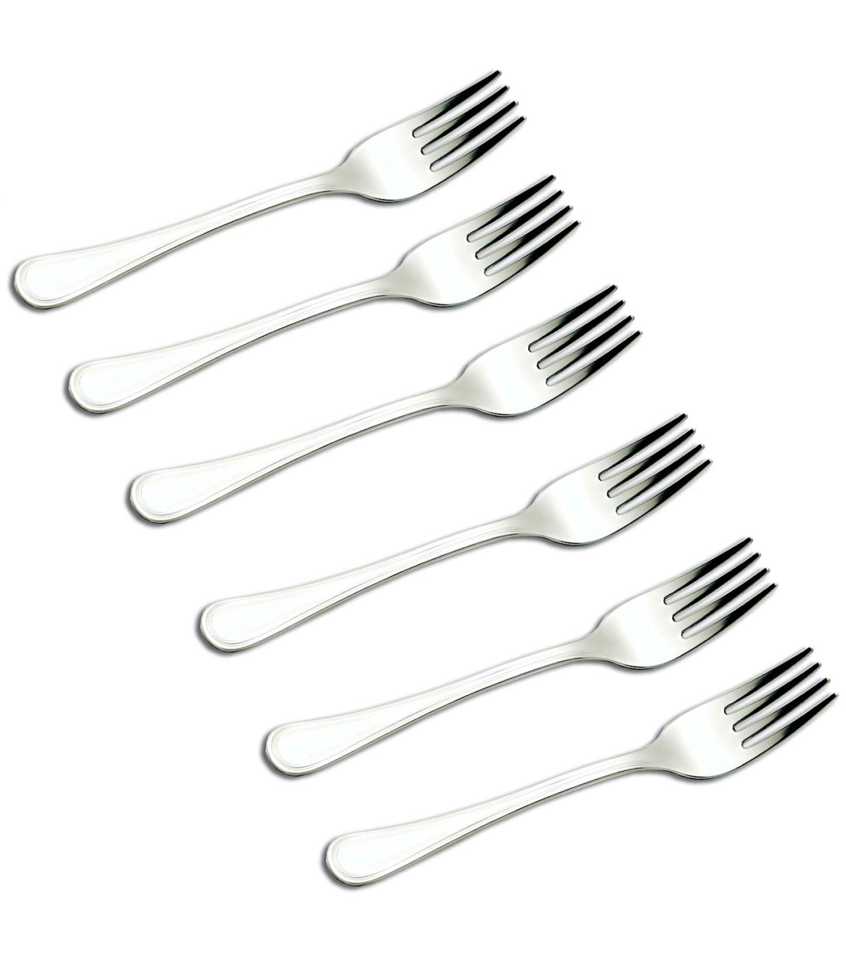 Tradineur - Set de 6 tenedores lunch de acero inoxidable, cubiertos  clásicos para postre, tarta, helado, aptos para lavavajillas