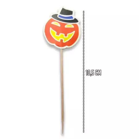 Tradineur - Set de 12 pinchos para halloween - Diseño de carabela, calabaza y murciélago - 10,5 cm de altura - Ideal para decora Tradineur - Set de 12 pinchos para halloween - Diseño de carabela, calabaza y murciélago - 10,5 cm de altura - Ideal para decora