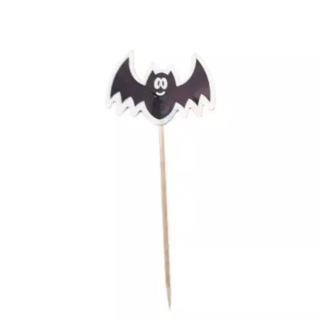 Tradineur - Set de 12 pinchos para halloween - Diseño de carabela, calabaza y murciélago - 10,5 cm de altura - Ideal para decora Tradineur - Set de 12 pinchos para halloween - Diseño de carabela, calabaza y murciélago - 10,5 cm de altura - Ideal para decora