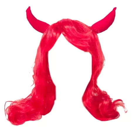 Tradineur - Peluca roja de demonio - Fabricado en poliéster - Complementos de disfraces para carnaval, halloween u otras celebra