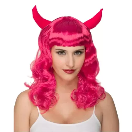 Tradineur - Peluca roja de demonio - Fabricado en poliéster - Complementos de disfraces para carnaval, halloween u otras celebra