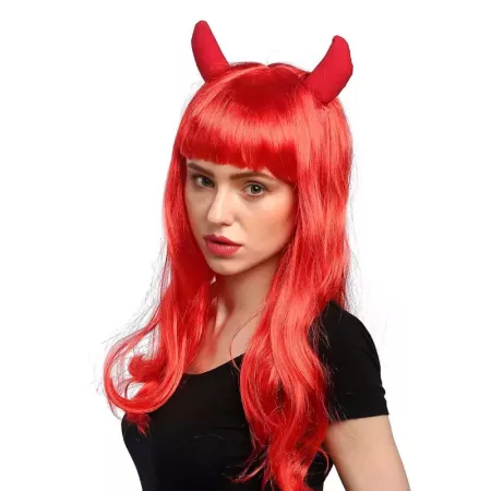 Tradineur - Peluca roja de demonio - Fabricado en poliéster - Complementos de disfraces para carnaval, halloween u otras celebra