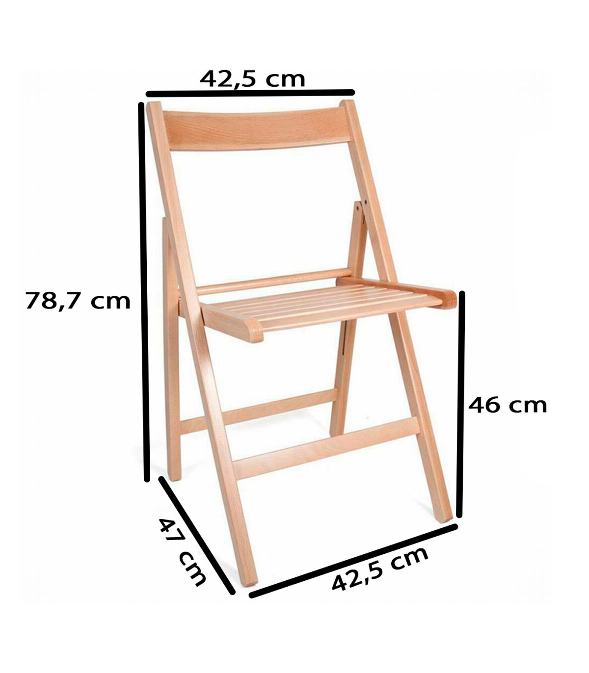 Tradineur - Silla infantil con respaldo recto, madera natural, altura del  asiento 21,2 cm, silla para niños con reposapiés, 39,3