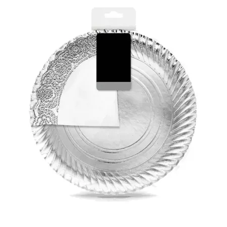 Bandeja redonda plateada 30 cm reciclable para pasteles