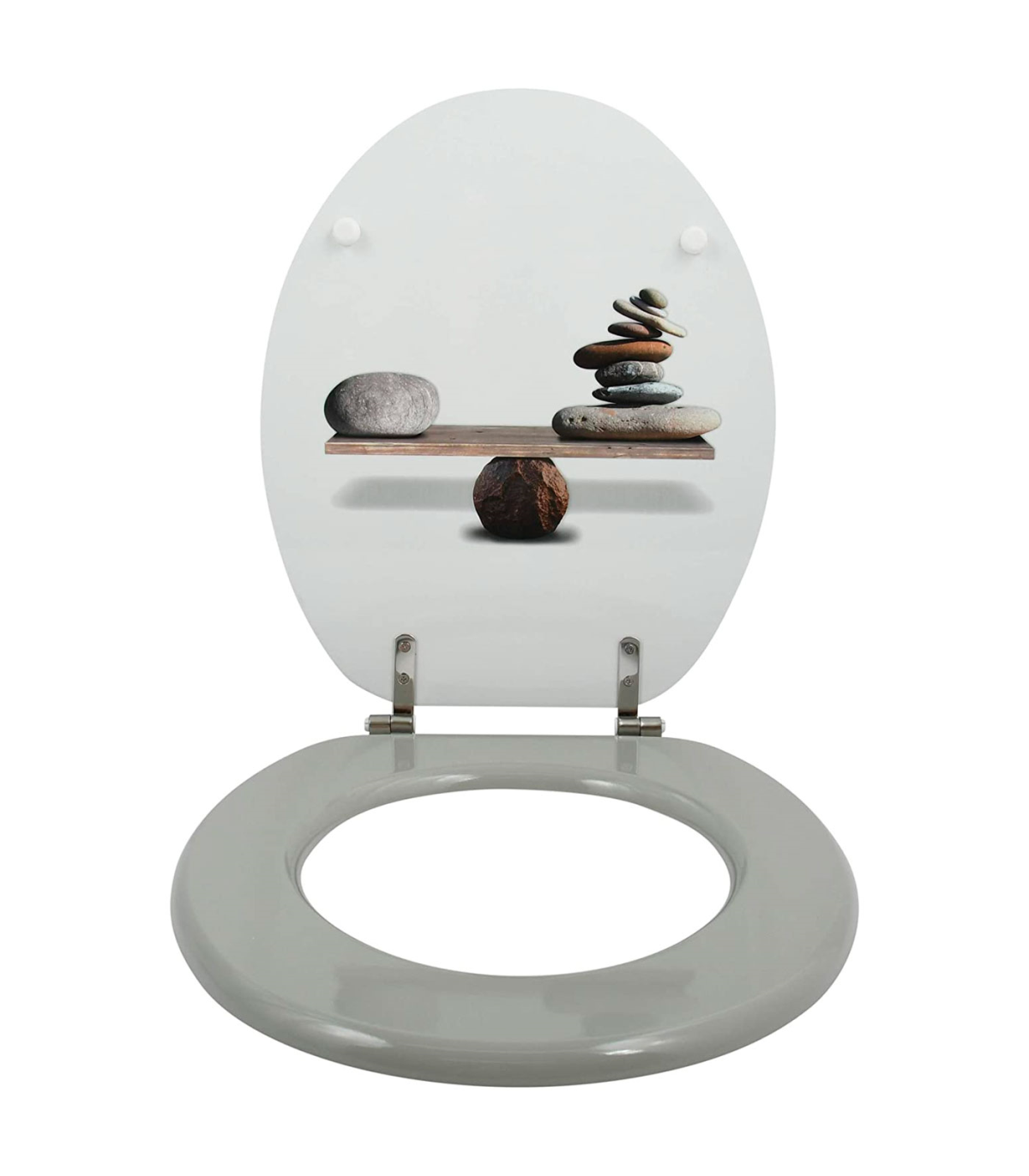 Tradineur - Tapa de WC universal decorada con piedras, asiento de