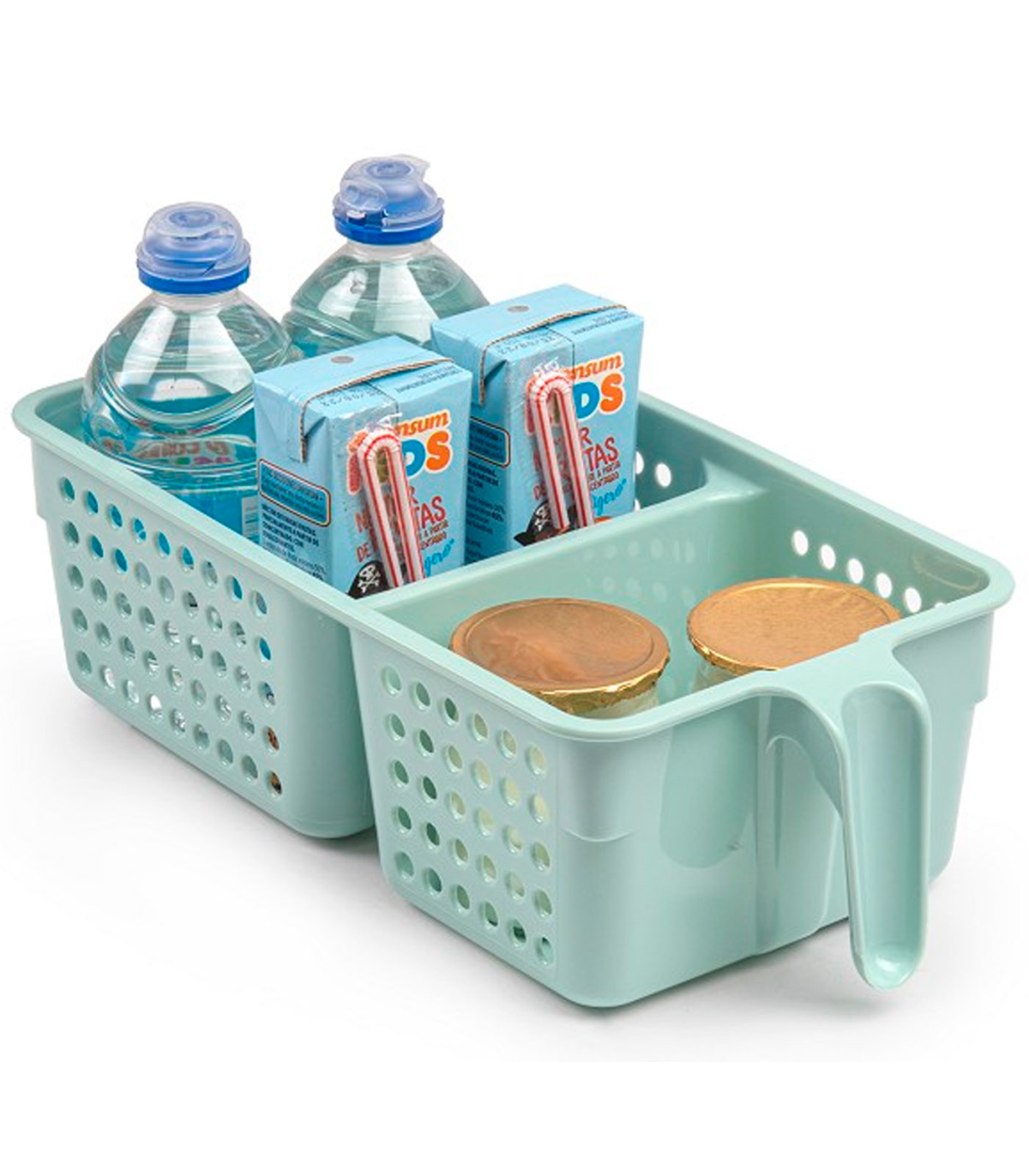 Tradineur - Cajón organizador reutilizable para frigorífico, 2  compartimentos, recipiente plástico con asa, almacenar fruta, ver