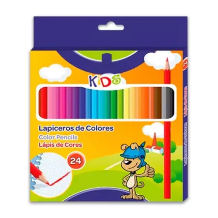 Caja de Lápices de Colores 24 Tonos Vibrantes para Niños