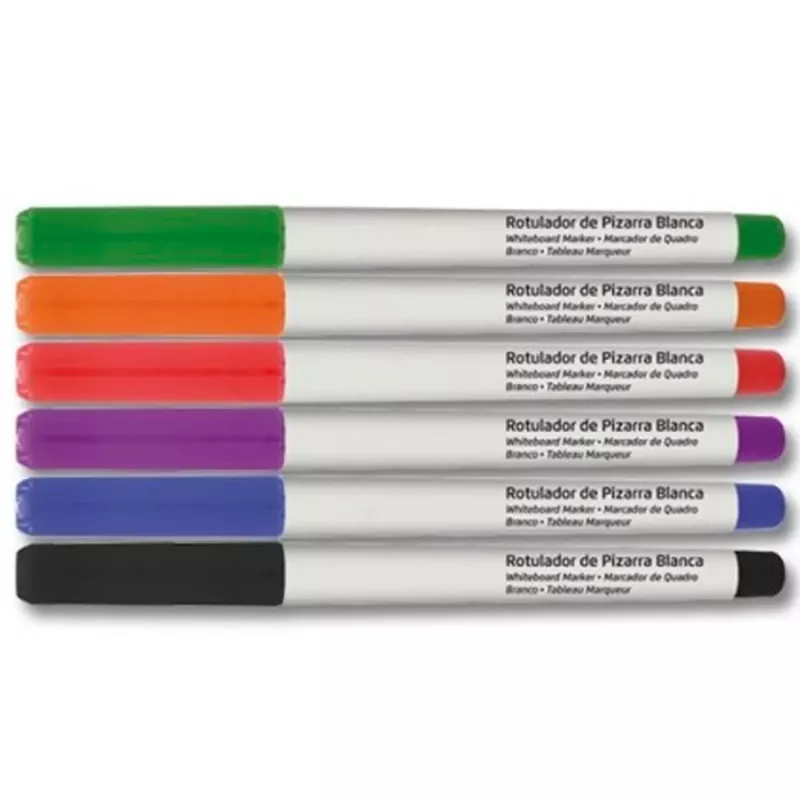 Pack 6 Rotuladores Pizarra Colores Vivos Borrado Fácil