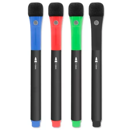 Pack 4 Rotuladores Magnéticos para Pizarra Blanca con Borrador