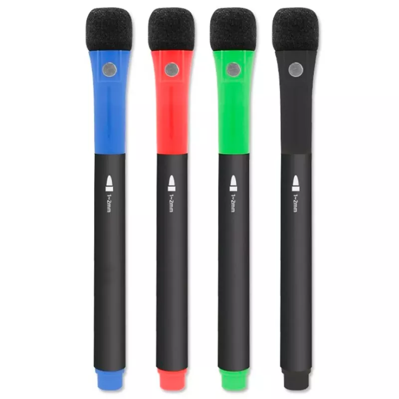 Pack 4 Rotuladores Magnéticos para Pizarra Blanca con Borrador